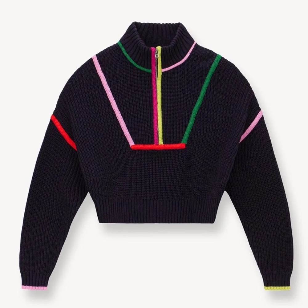 STAUD Multicolor Cowl Neck Sweater